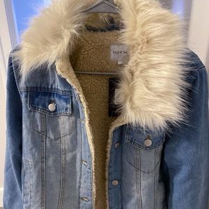 Fashion Nova Crazy Fur You Denim Jacket